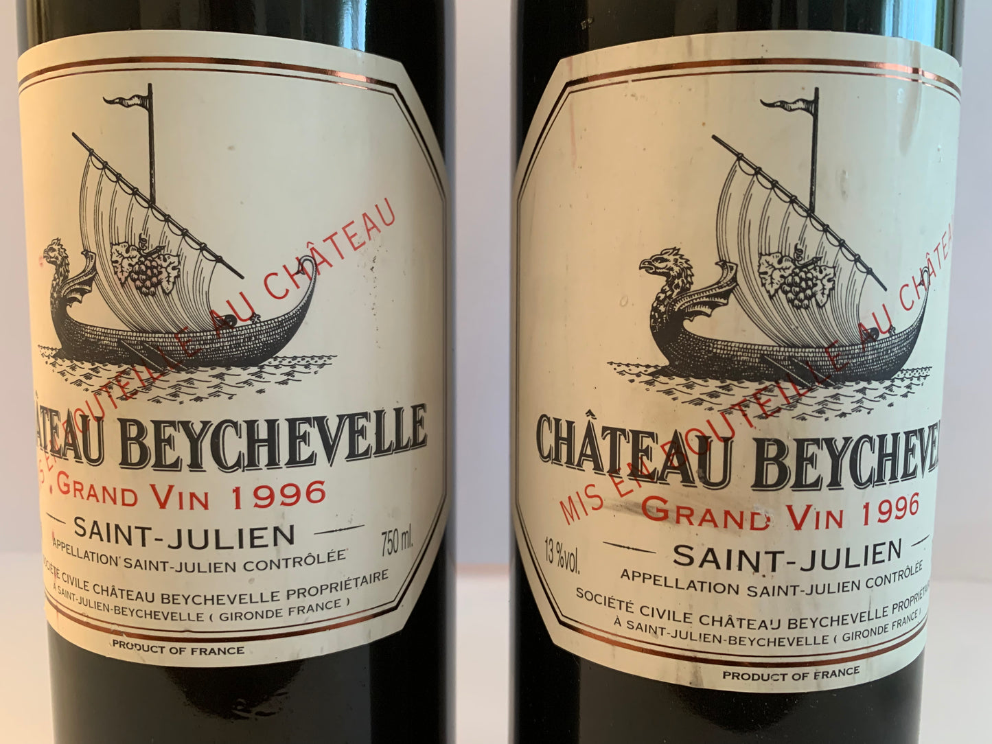 Lot 2x Saint-Julien, Château Beychevelle, 1996 ref. 2