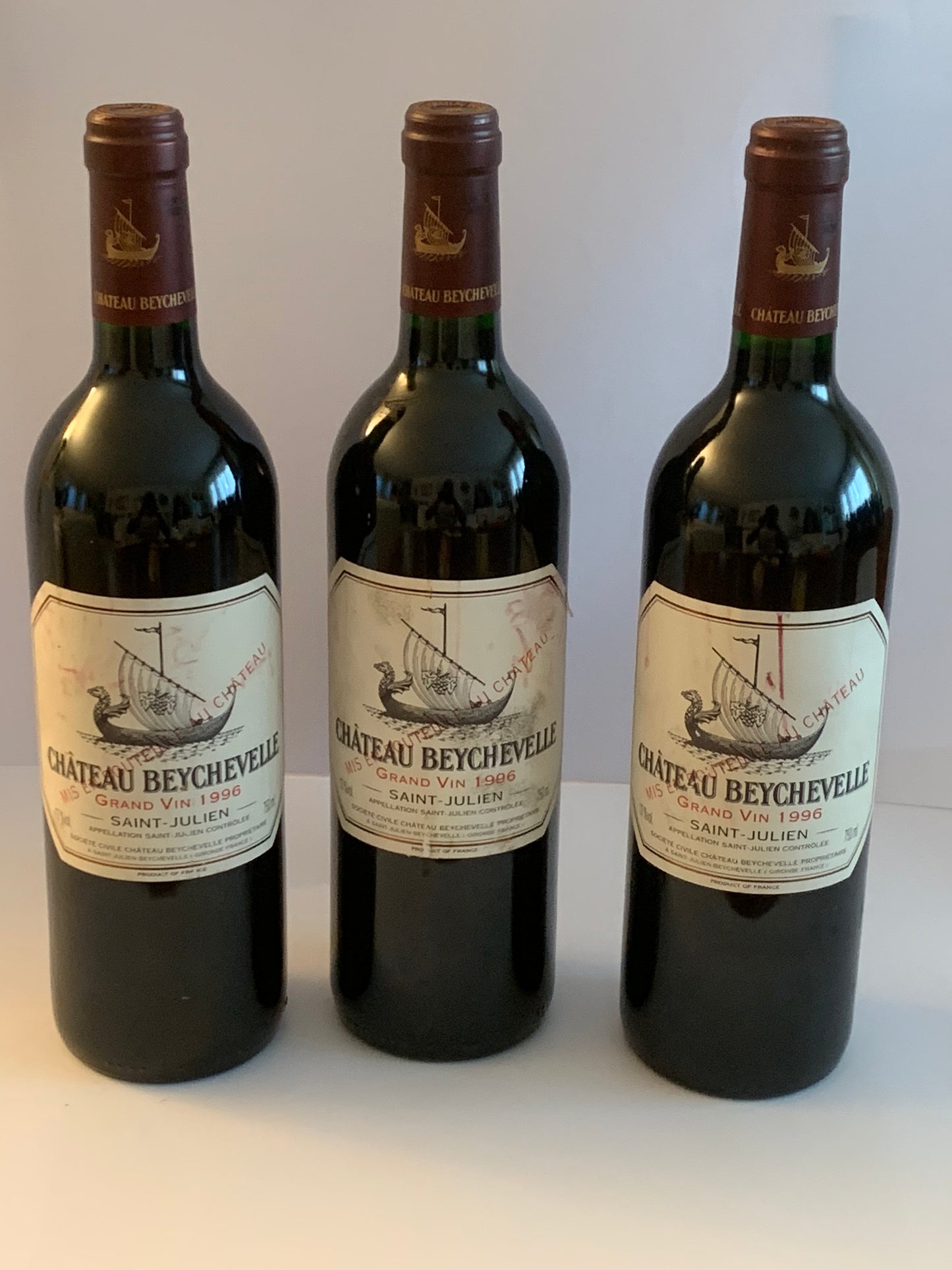 Lot 3x Saint-Julien, Château Beychevelle, 1996 ref. 4