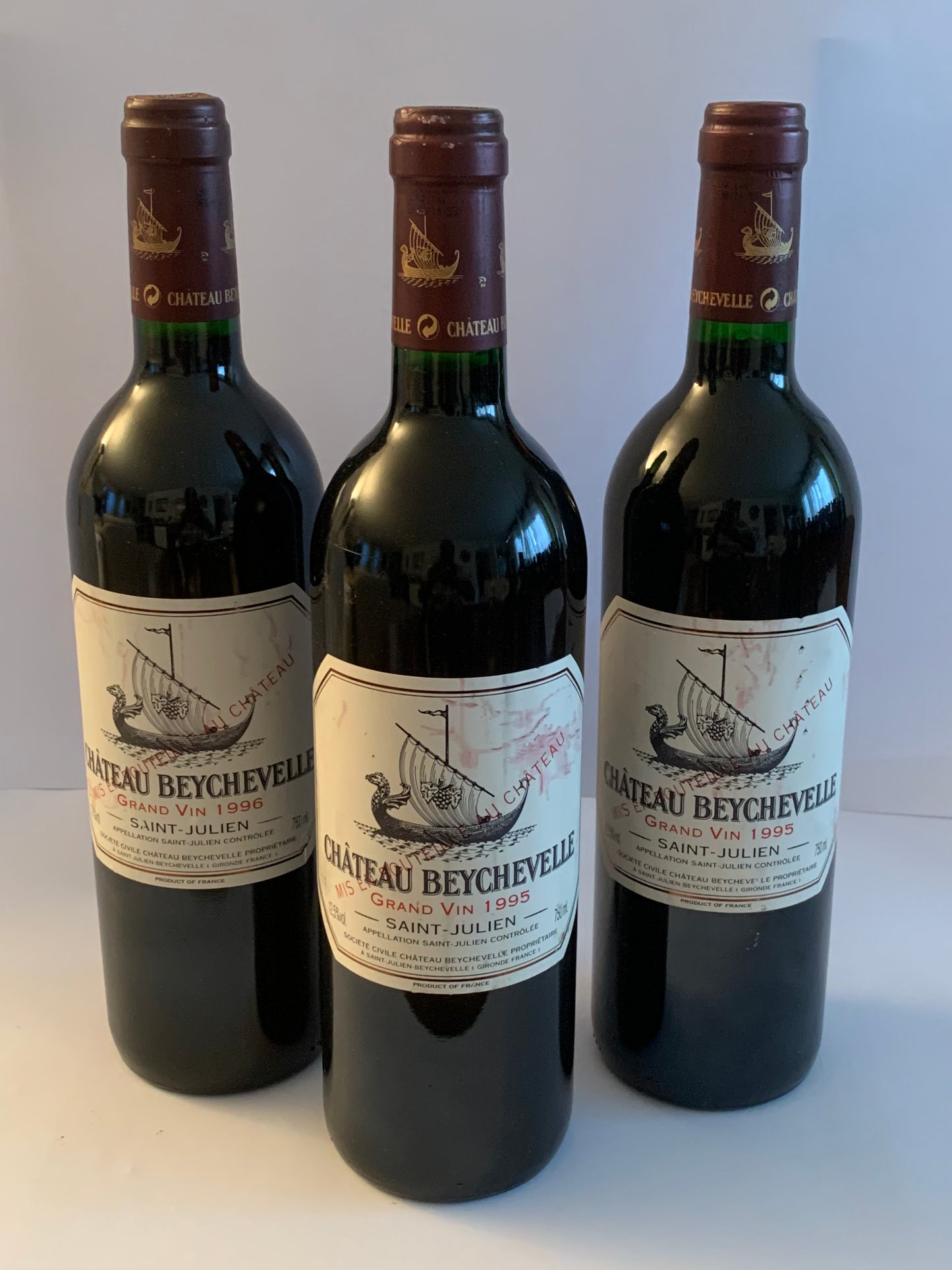 Lot 3x Saint-Julien, Château Beychevelle, 1996 ref. 7