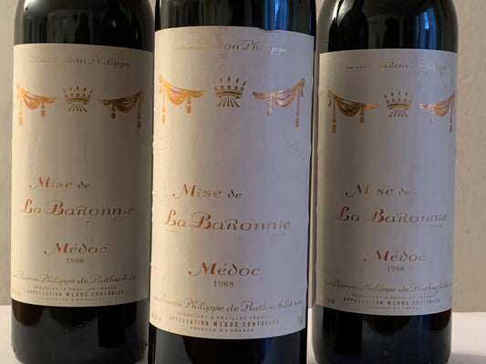 Lot 3x Mise de La Baronnie, Baron Philippe de Rothschild, 1988