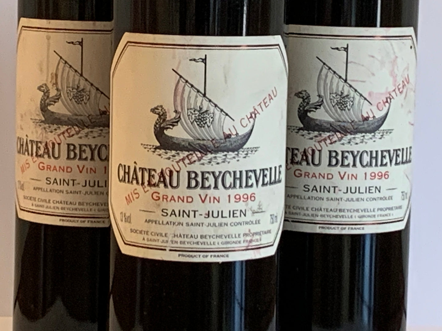 Lot 3x Saint-Julien, Château Beychevelle, 1996