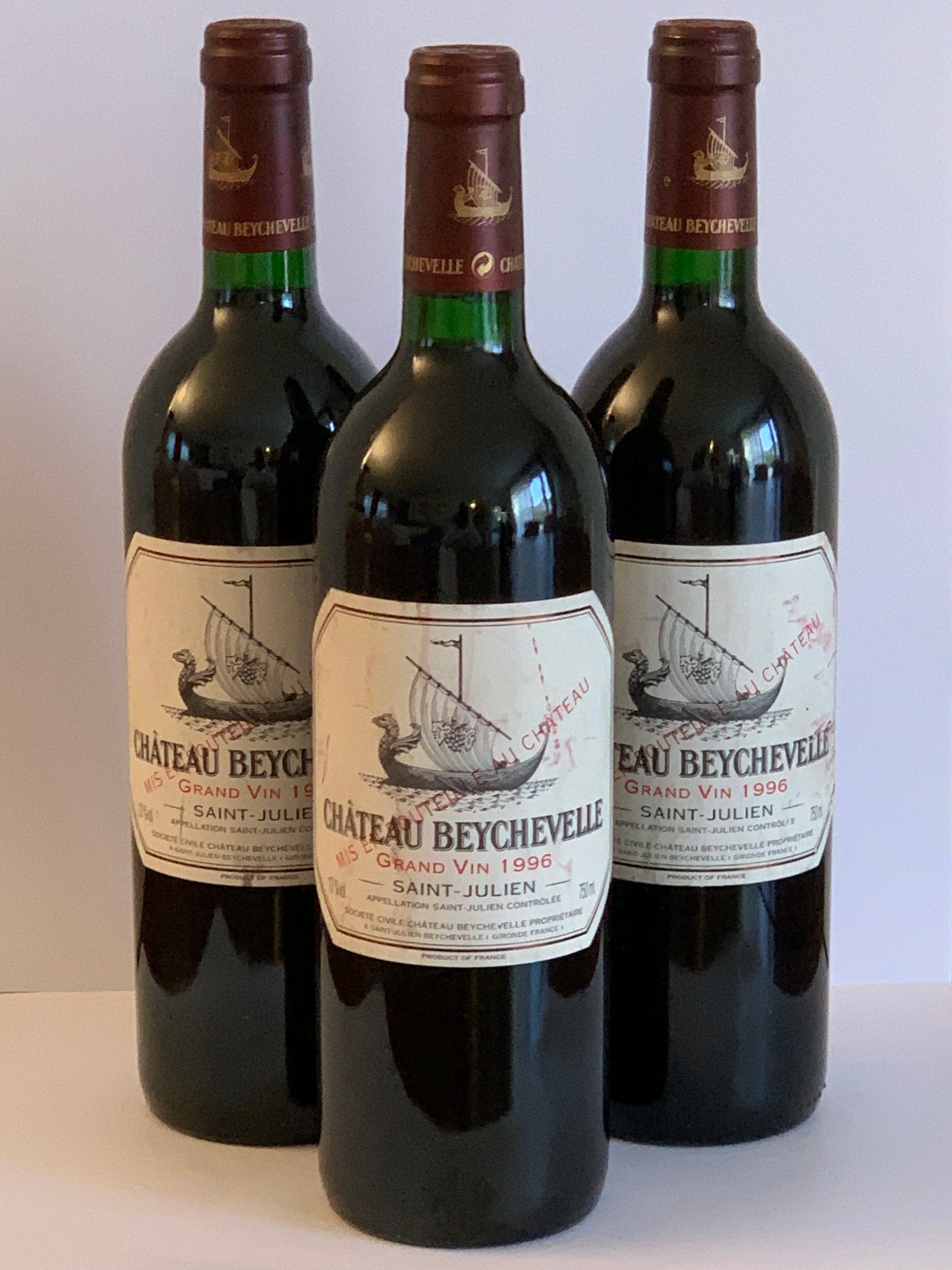 Lot 3x Saint-Julien, Château Beychevelle, 1996